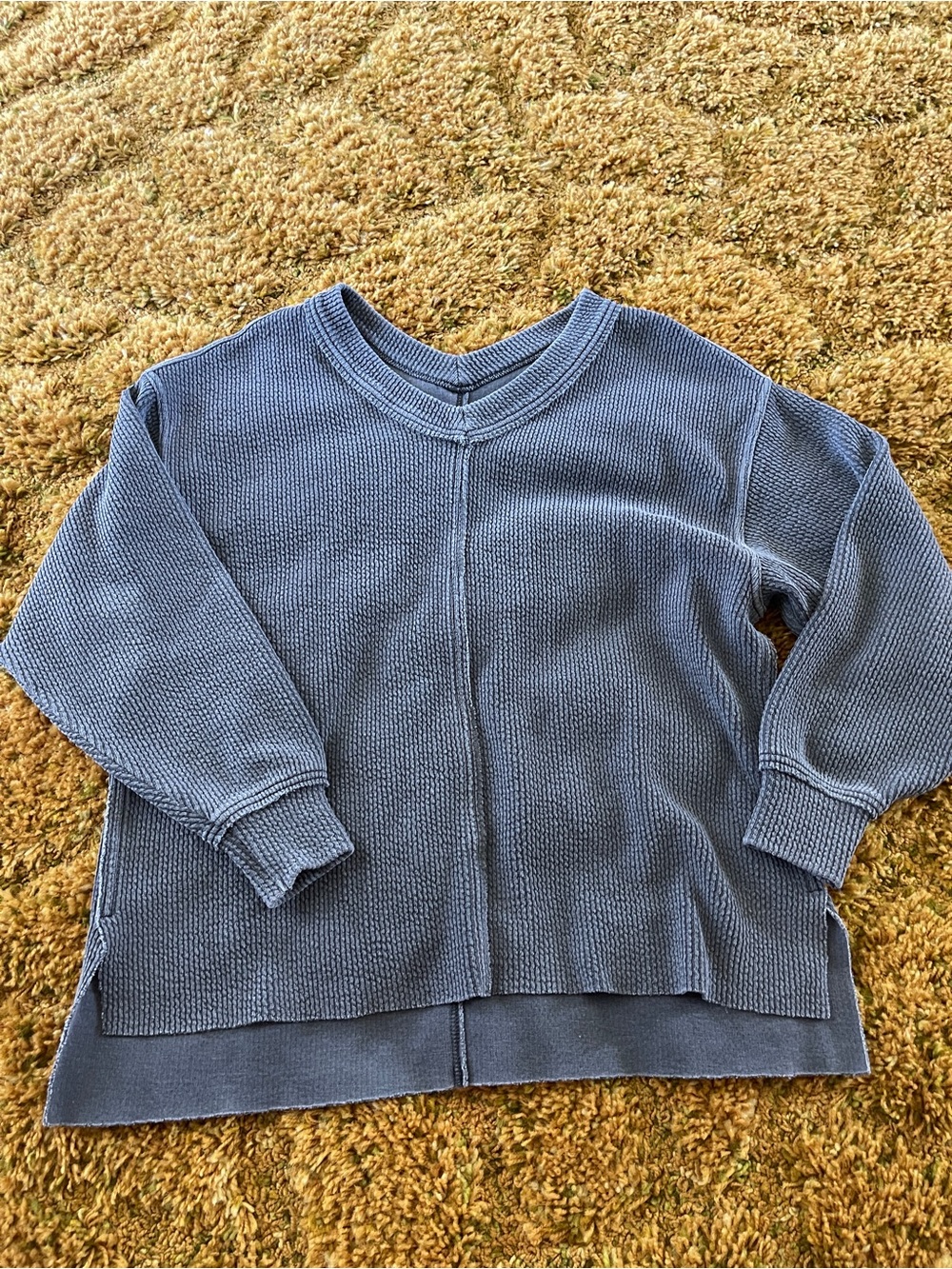 Aerie ribbed v-neck pullover oversized small charcoal grey